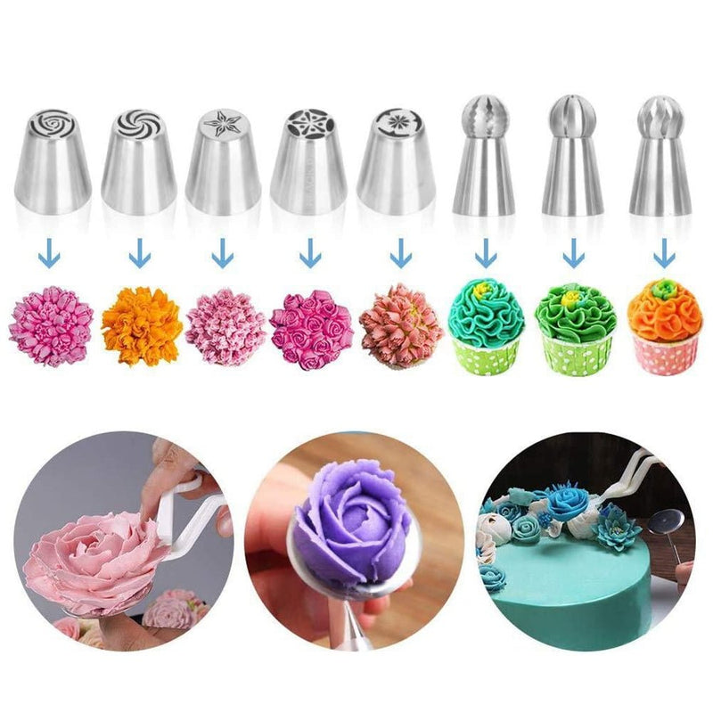 170Pcs Cake Decorating Kit Turntable and Flower Piping Nozzles - Homefaire