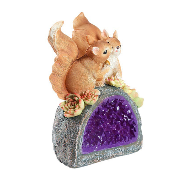 Solar Powered Lighting Squirrel Statue Outdoor Garden Decor_0