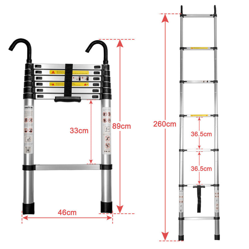 Portable Telescopic Roof Top Tent Ladder with Safety Hooks_12