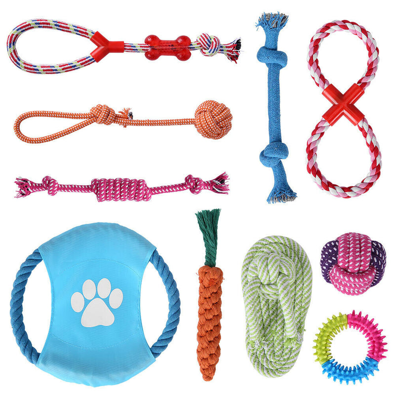 10PCS Pets Durable Cotton Rope Pull Teeth Clean Chew Toy Set_5