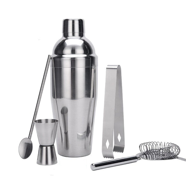 5pcs Stainless Steel Cocktail Shaker Set Bartending Drink Mixer_0