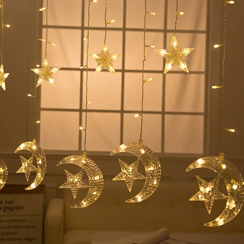 3.5m LED Curtain String Light Star & Moon Home Decorative Fairy Lamp_11