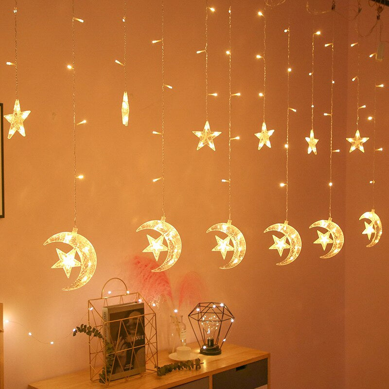 3.5m LED Curtain String Light Star & Moon Home Decorative Fairy Lamp_3