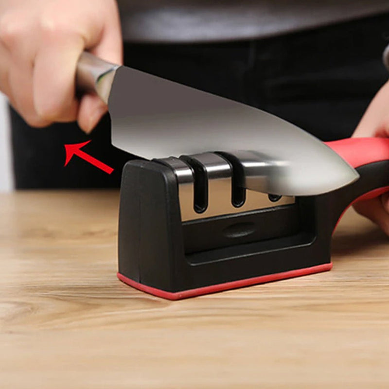 3 Levels Multipurpose Manual Kitchen Knife Sharpening Tool - Homefaire