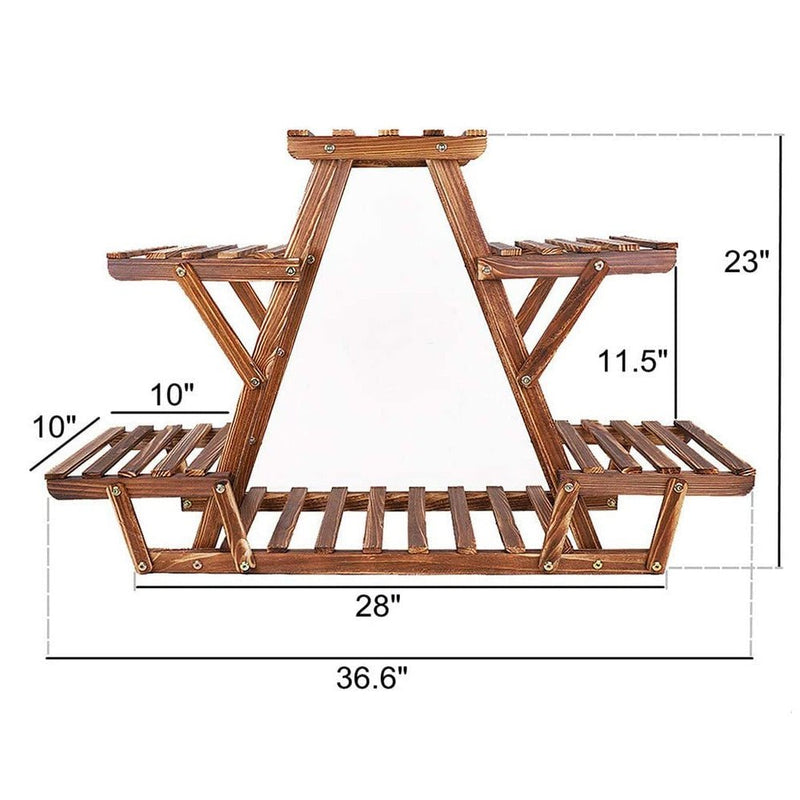 6 Tier Pine Wood Planter Corner Flower Rack Plant Display Shelf - Homefaire