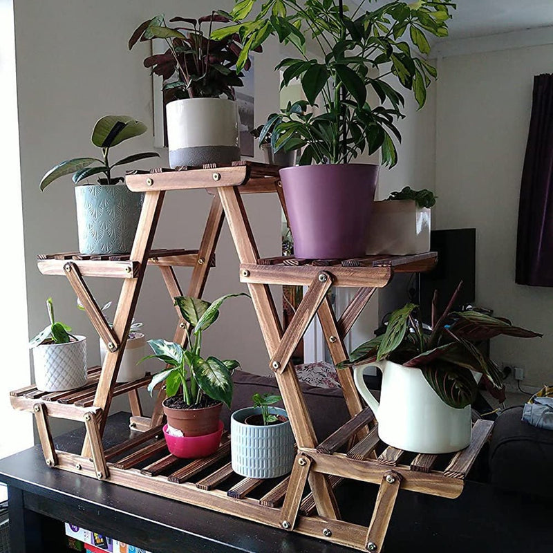 6 Tier Pine Wood Planter Corner Flower Rack Plant Display Shelf - Homefaire