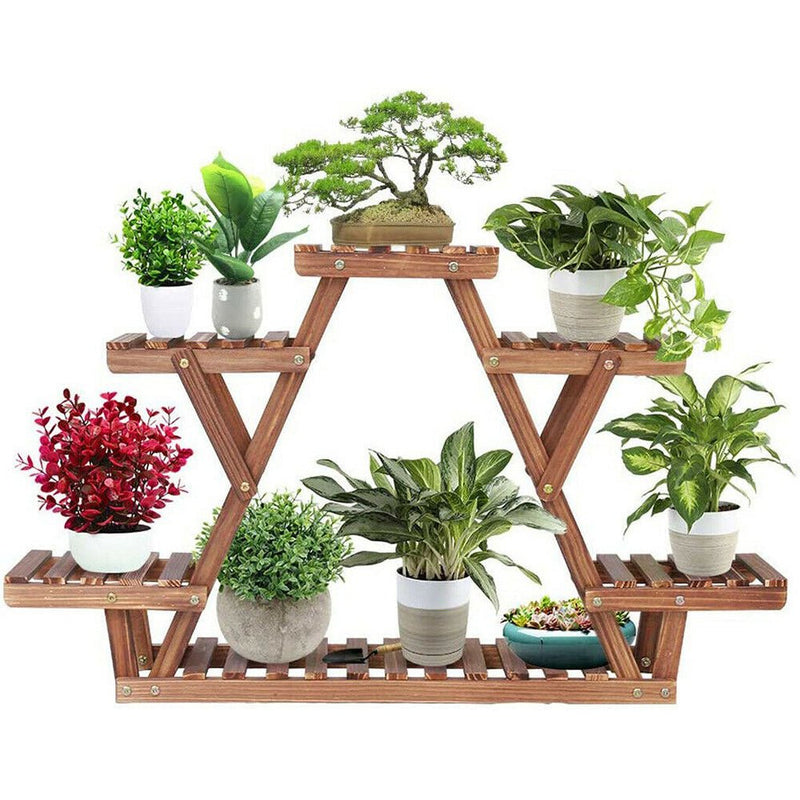 6 Tier Pine Wood Planter Corner Flower Rack Plant Display Shelf - Homefaire