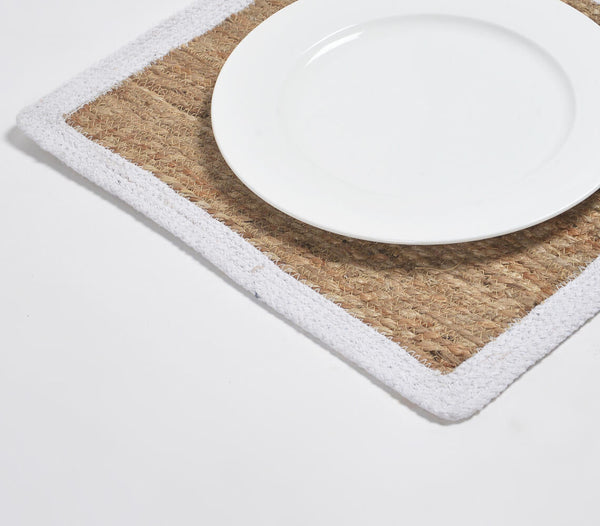 Braided Jute Placemats with White Border (Set of 4)