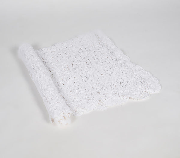 Classic White Crochet Cotton Throws