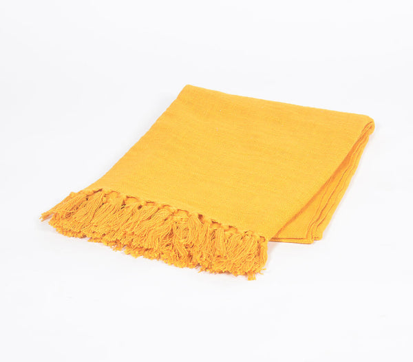 Bohemian Handcrafted Cotton Throw with Fringes