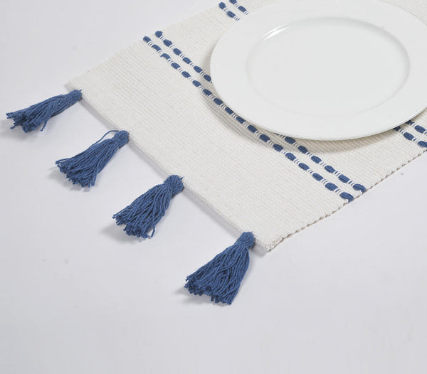 Blue Dotted Lines Cotton Placemats (Set of 4)