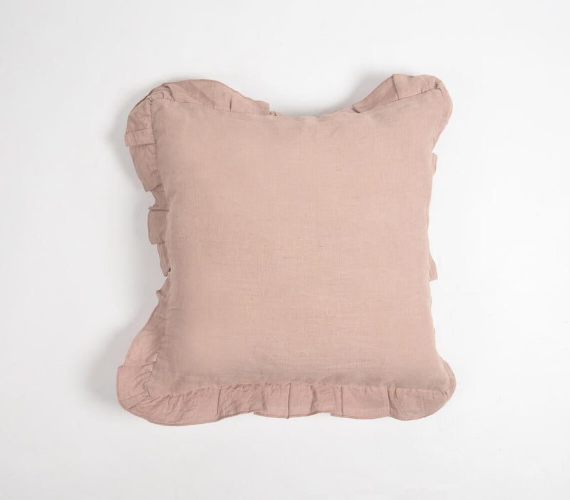 Dyed Monotone Pink Cotton Linen Cushion Cover