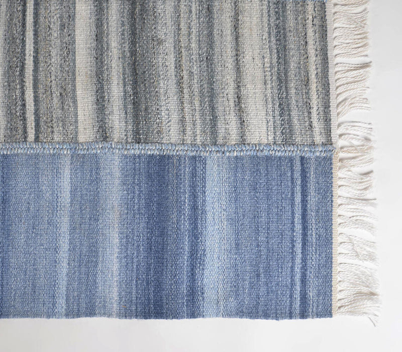 Colorblock PET Yarn Blue & Grey Handwoven Rug