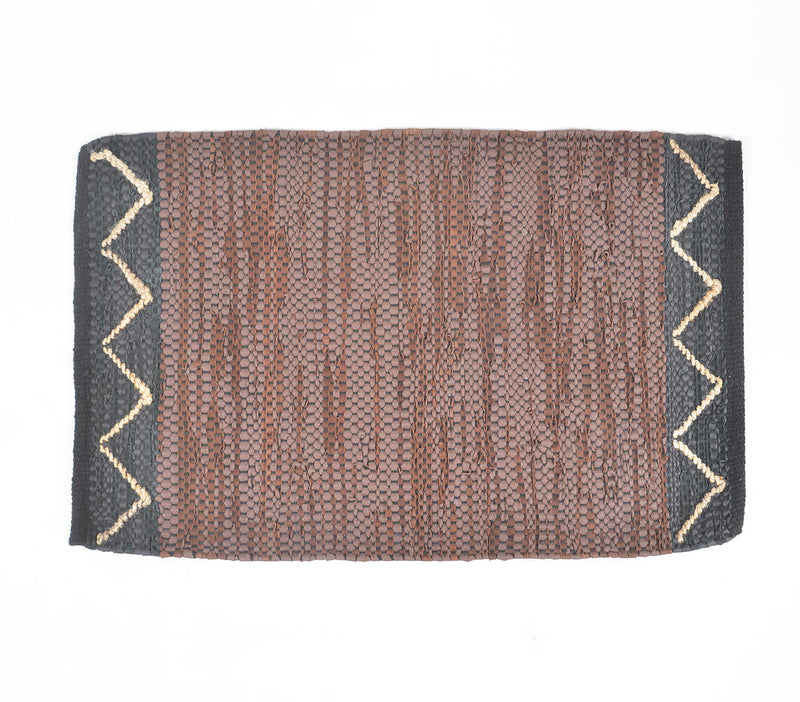 Handwoven Cotton Abstract Brown Durry