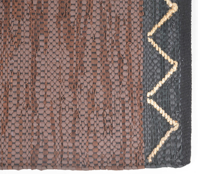 Handwoven Cotton Abstract Brown Durry