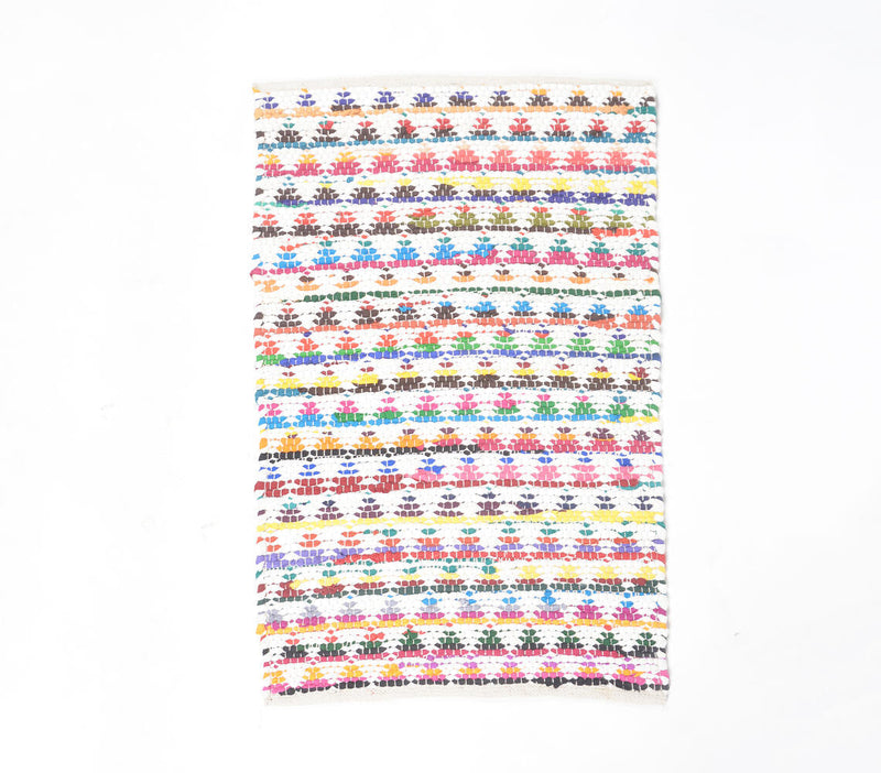 Handwoven Cotton Multicolor Triangle Patterned Durry