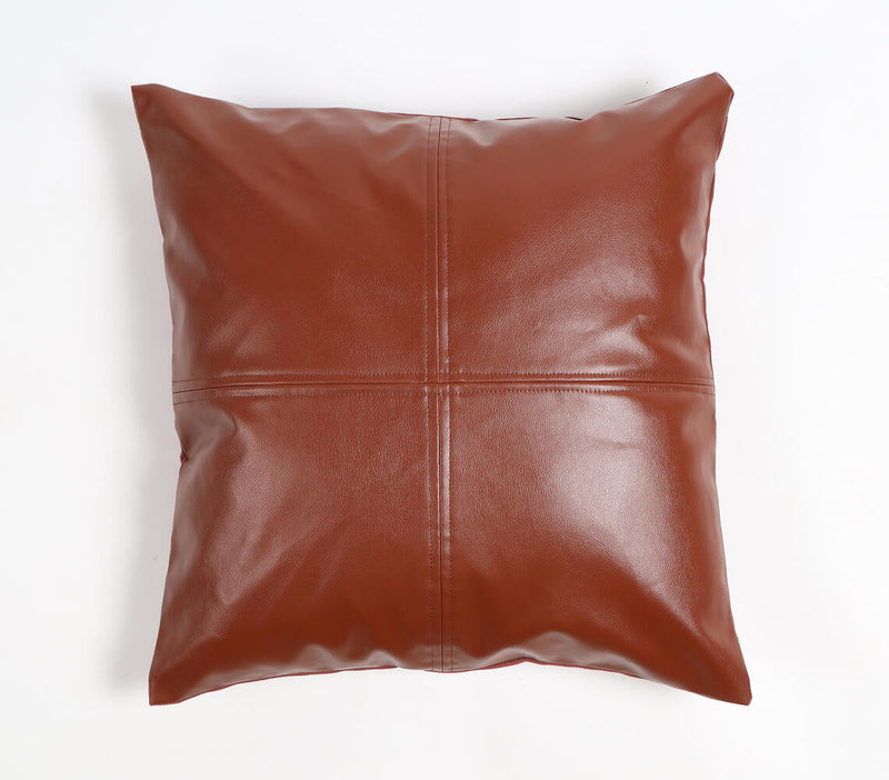 Hand Stitched Leather Solid Cushion Cover