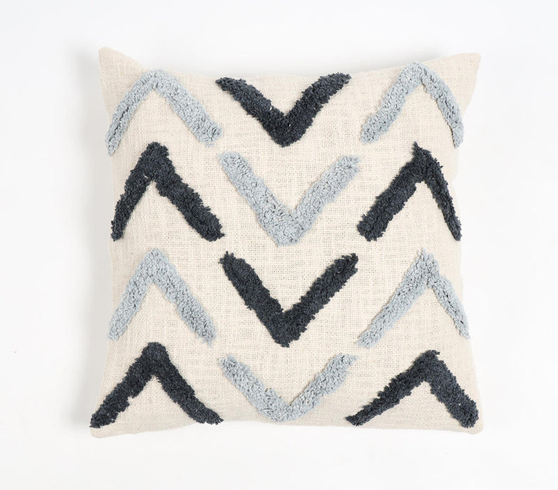 Arrow Tufted Grayscale Cotton Cushion Cover