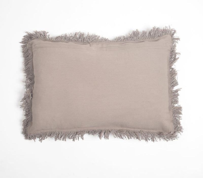 Solid Fringed Lumbar Cotton Cushion Cover(1)