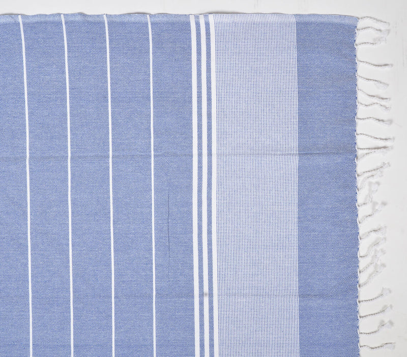 Handwoven Cotton striped Sage & BlueBath Towels (Set Of 2)