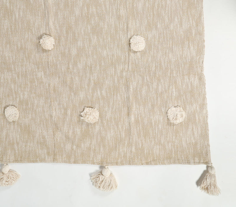 Handwoven Textured & Tasseled Neutral Cotton Throw