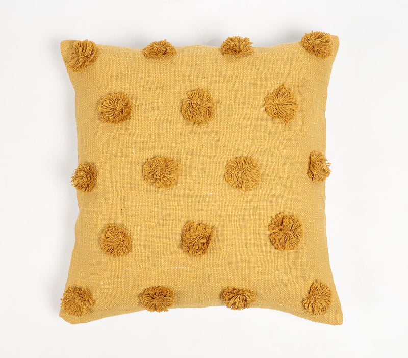 Hand Tufted Honey Pom-Pom Cotton Cushion Cover