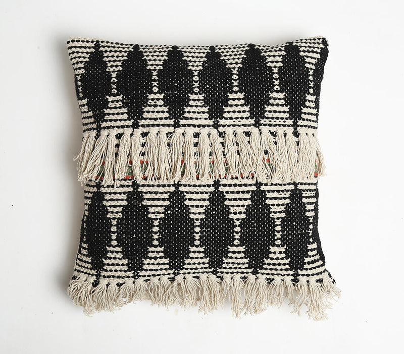 Textured Cushion Cover with Tassels