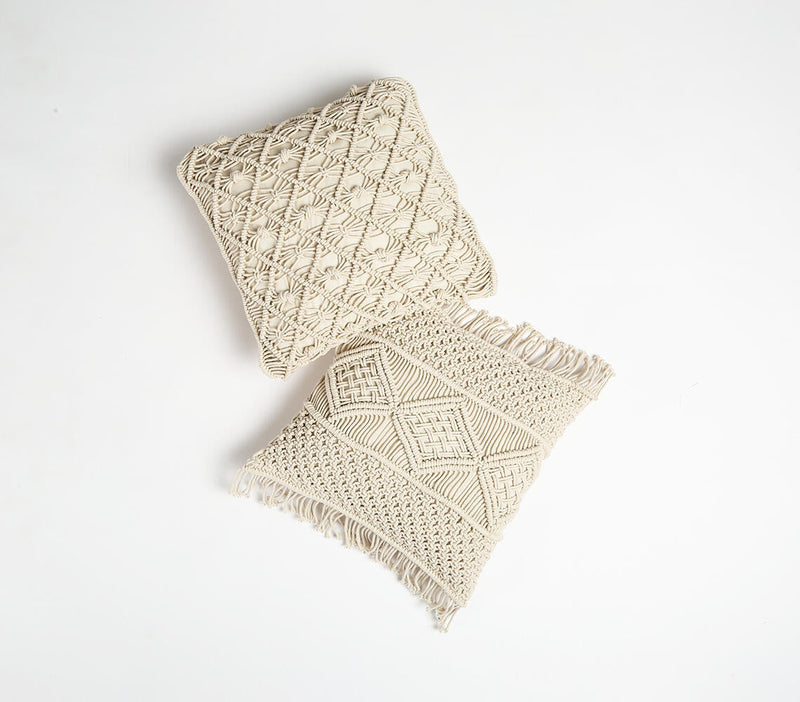 Macrame Fringed Cotton Cushion Cover eco1
