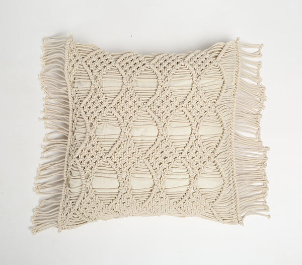 Macrame Fringed Cotton Cushion Cover_2