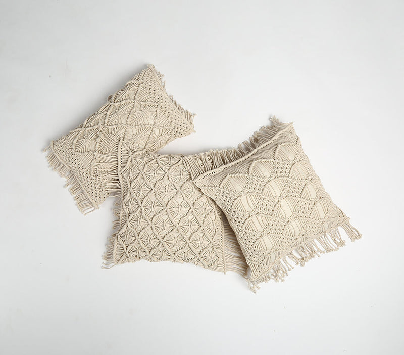 Macrame Fringed Cotton Cushion Cover 2