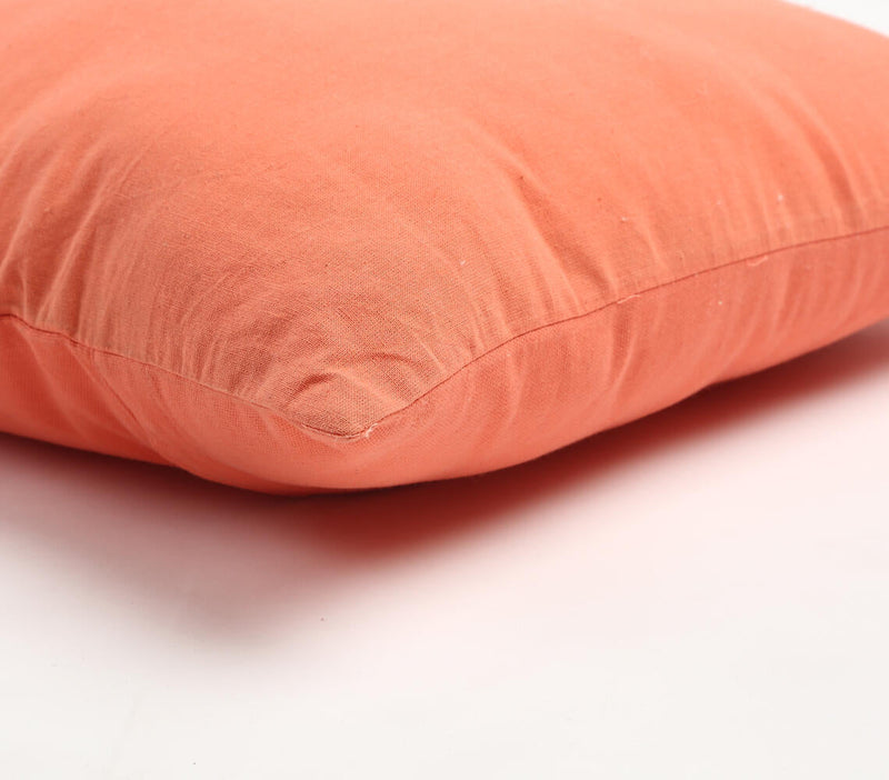 Solid Orange Cotton Cushion Cover