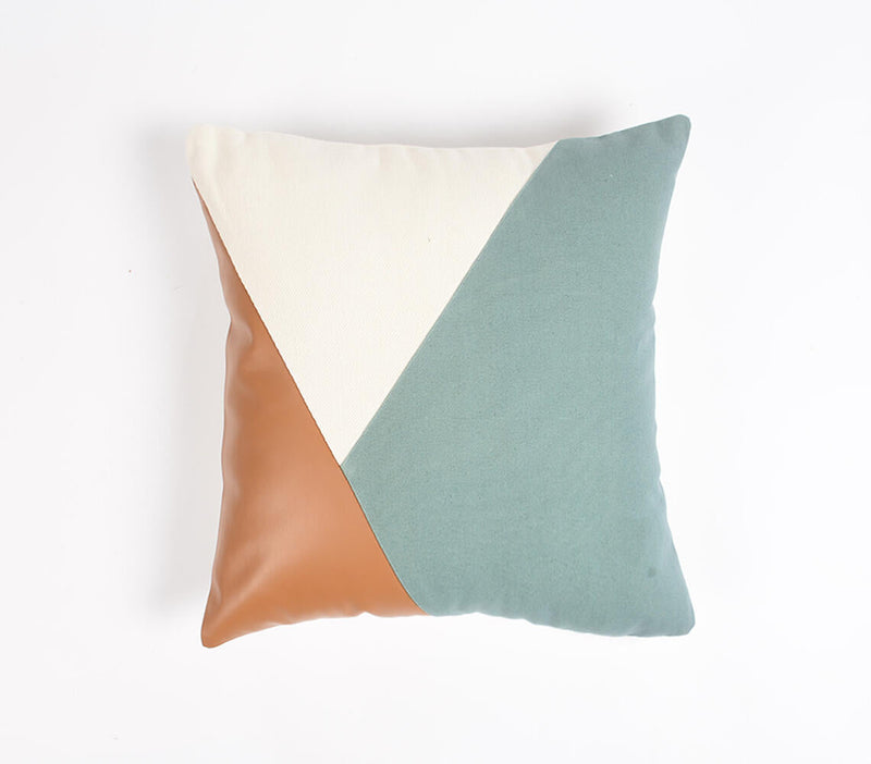 Dyed Cotton & PU Patchwork Cushion Cover Q2