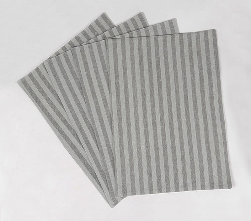 Striped Grey Cotton Placemats (set of 4)
