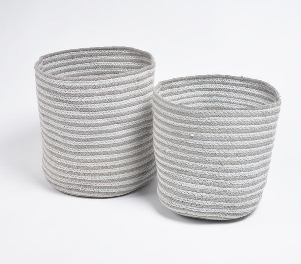 Greyscale Braided Cotton Baskets (Set of 2)