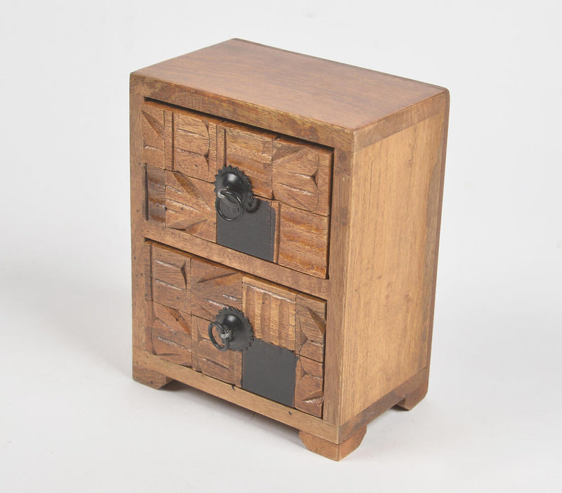 Earthy Wooden Mini Chest of 2 Drawers