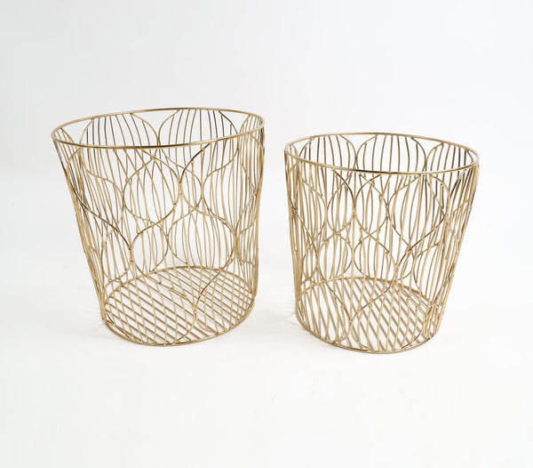 Gold-Toned Iron Baskets (Set of 2)