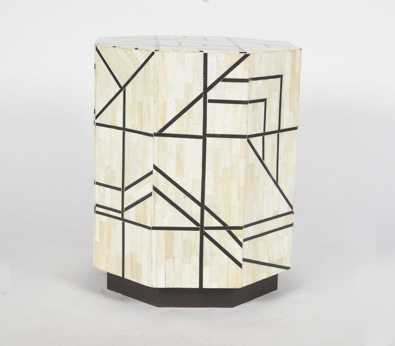 Abstract Octagon Recycled Bone & MDF Stool