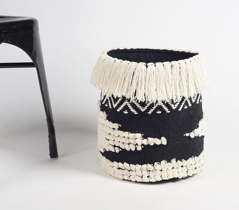 Handwoven Tasseled Cotton Basket