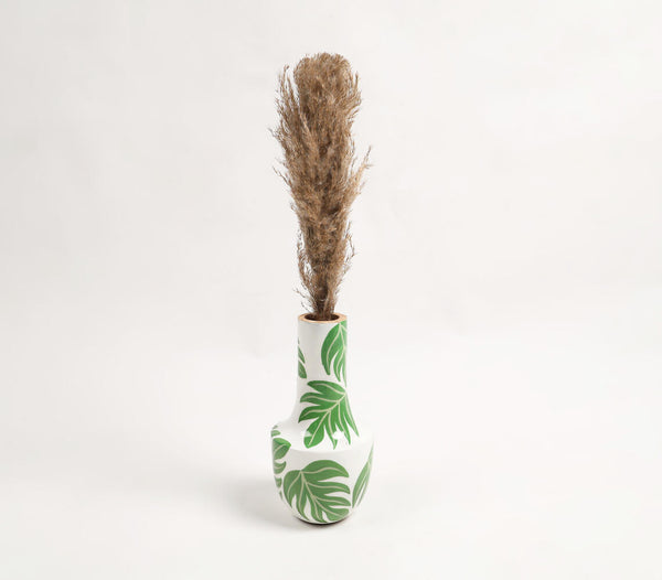 Enamelled Wooden Tropical Leaf Vase