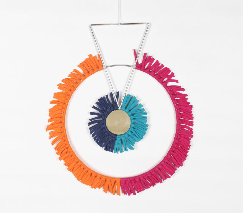 Recycled Shoe Laces Fringed Round Wall Decor