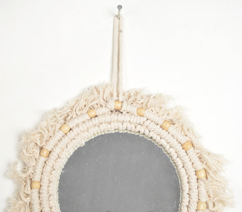 Beads & Fringes Cotton Cord Hanging Mirror