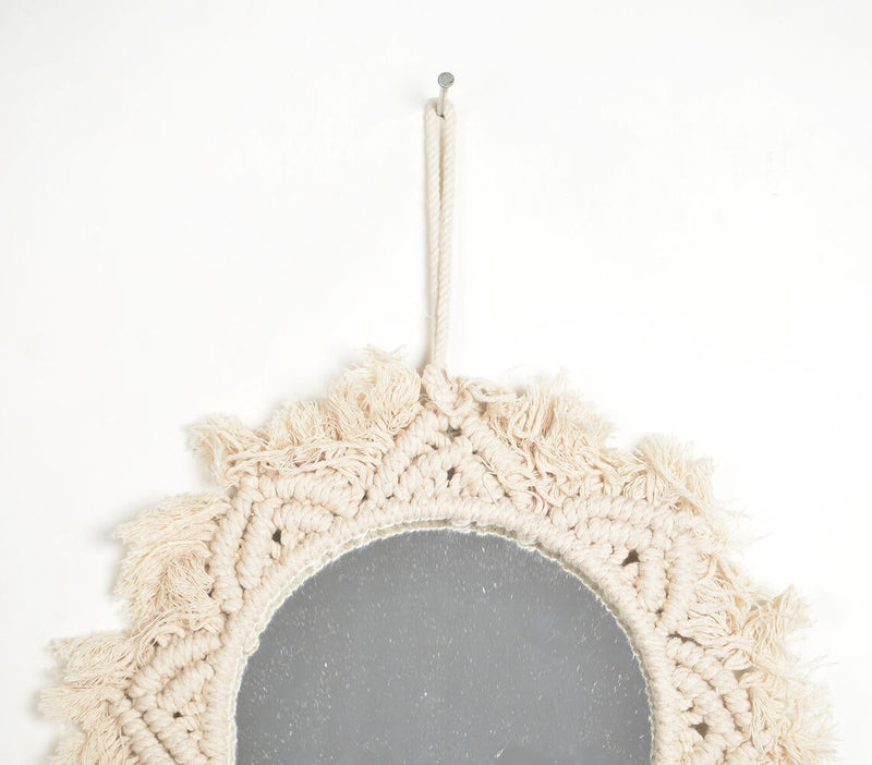 Fringes in Floral Cotton Cord Hanging Mirror