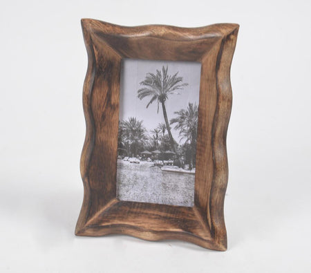 Hand Carved Mango Wood Wavy Photo Frame