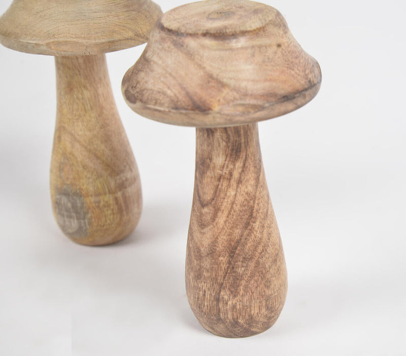 Minimal Wooden Mushroom Showpieces (set of 2)