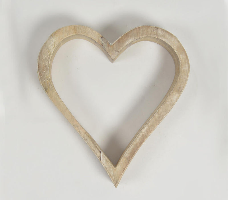 Hand Carved Distressed Wooden Hearts (Set of 2)