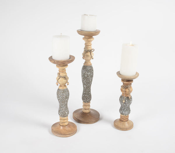Statement Jazzy Wooden Candle Holders (Set of 3)