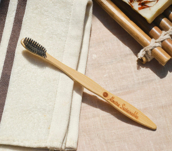 Handcrafted Bamboo Toothbrush With Charcoal Bristles