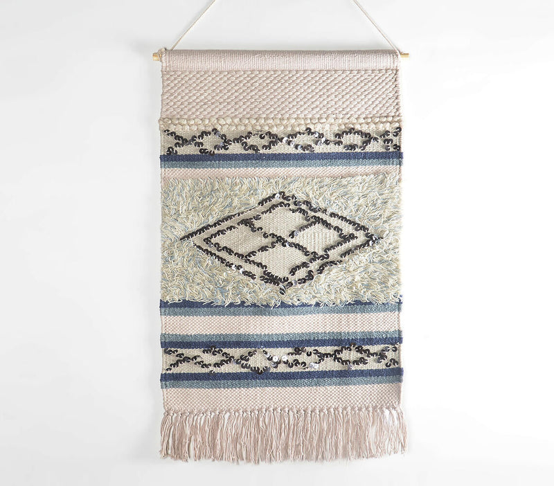 Sequin Embellished Handwoven Cotton Wall Hanging