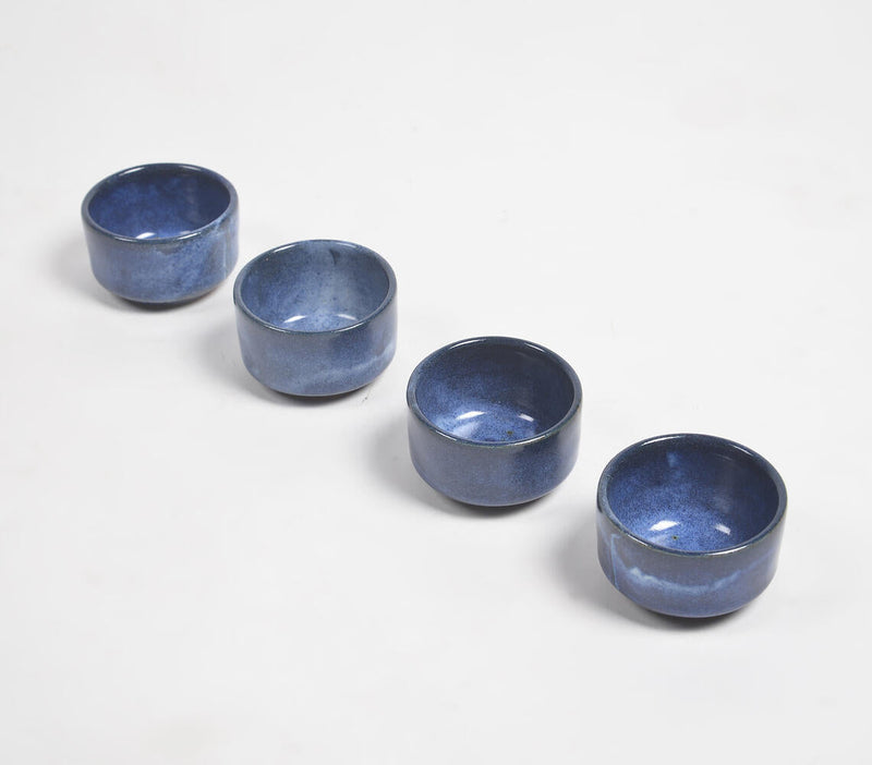 Marbled Blue Clay Tealight Holders (Set of 4)
