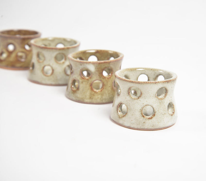 Handcrafted Rustic Clay Tea Light Candle Holders (Set of 4)